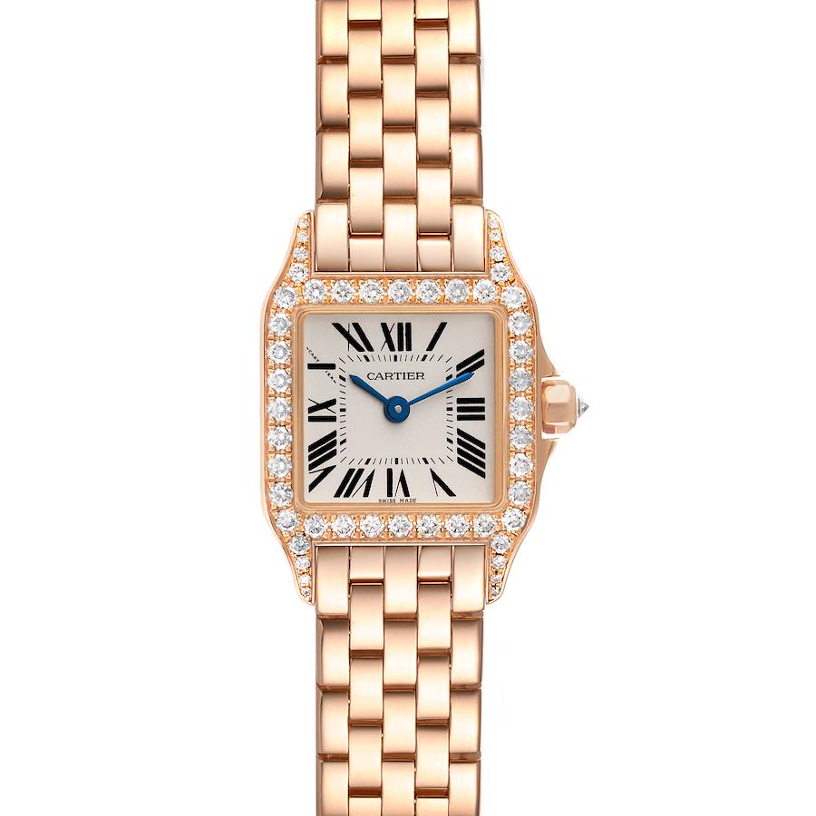 Cartier Santos Demoiselle Small Rose Gold Diamond Ladies Watch WF9011Z8 SwissWatchExpo