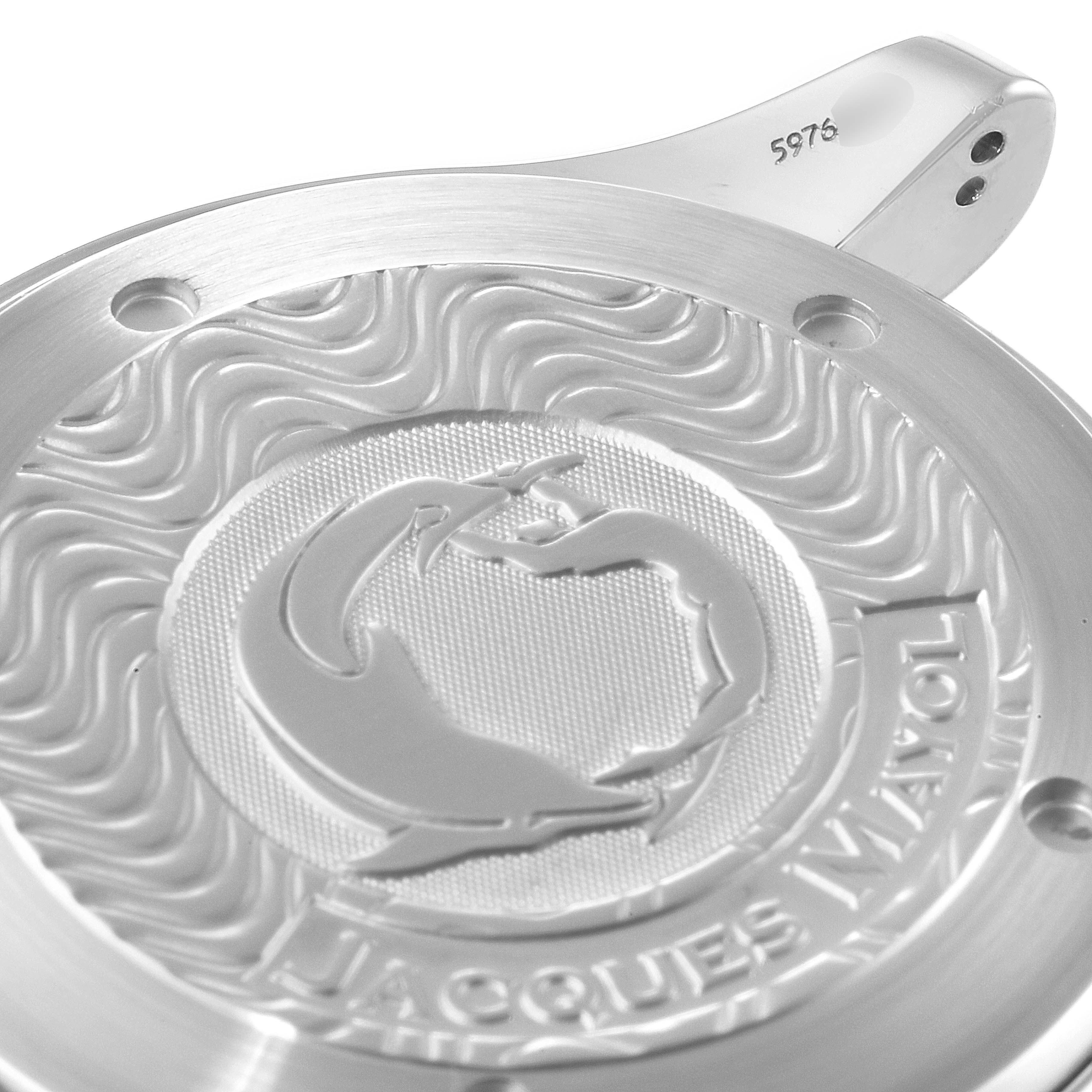 The image shows a detailed close-up of the case back of an Omega Seamaster 2595.30.00 Men's Stainless Steel Silver Dial 2595.30.00 Men's Stainless Steel Silver Dial watch.