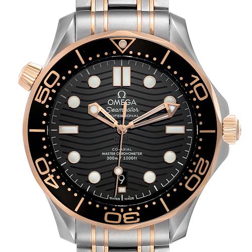 Photo of Omega Seamaster Steel Rose Gold Mens Watch 210.20.42.20.01.001 Box Card