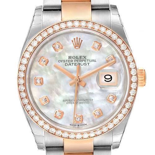 Photo of Rolex Datejust 36 Steel Rose Gold MOP Diamond Unisex Watch 126281 Unworn