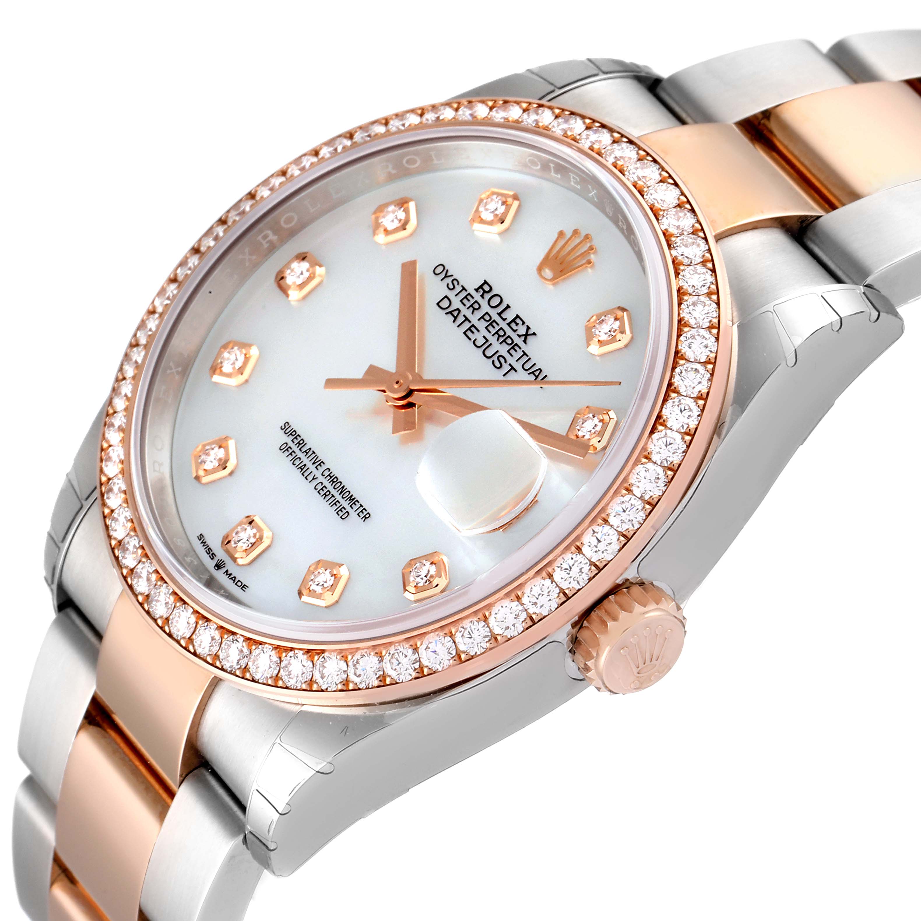 Rolex Datejust 36 Steel Rose Gold MOP Diamond Unisex Watch 126281 ...