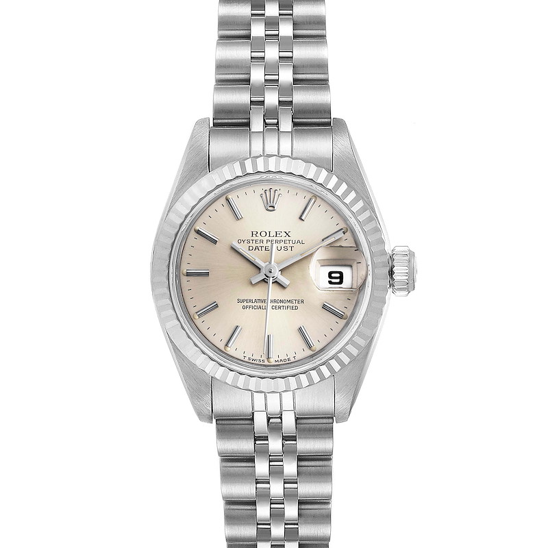 Rolex Datejust Silver Dial Steel White Gold Ladies Watch 69174 Box Papers SwissWatchExpo