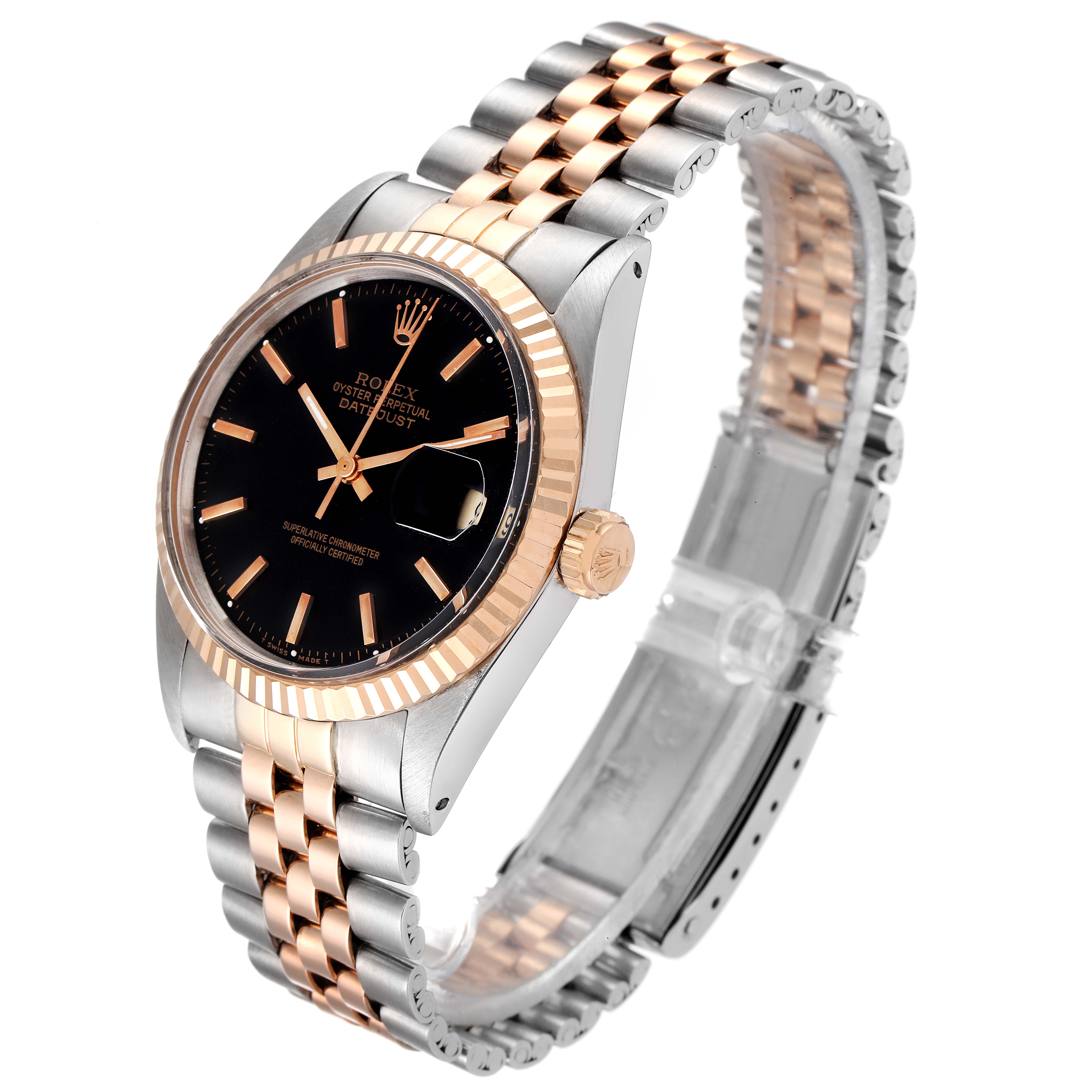 The Vintage Collection Rolex watch is shown from a three-quarter top view, displaying the dial, bezel, crown, and bracelet.