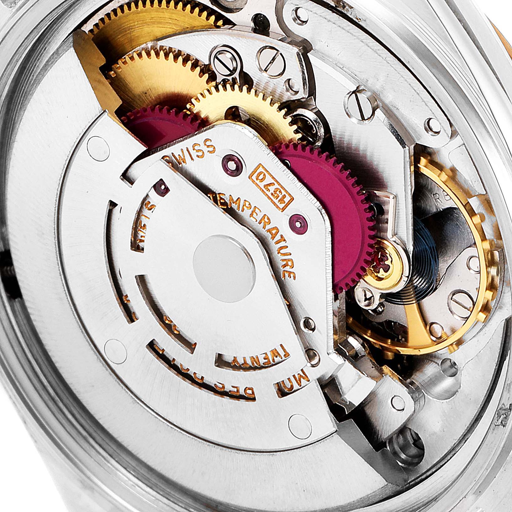 This is a close-up view of the internal mechanism and gears of the Vintage Collection model by Rolex.