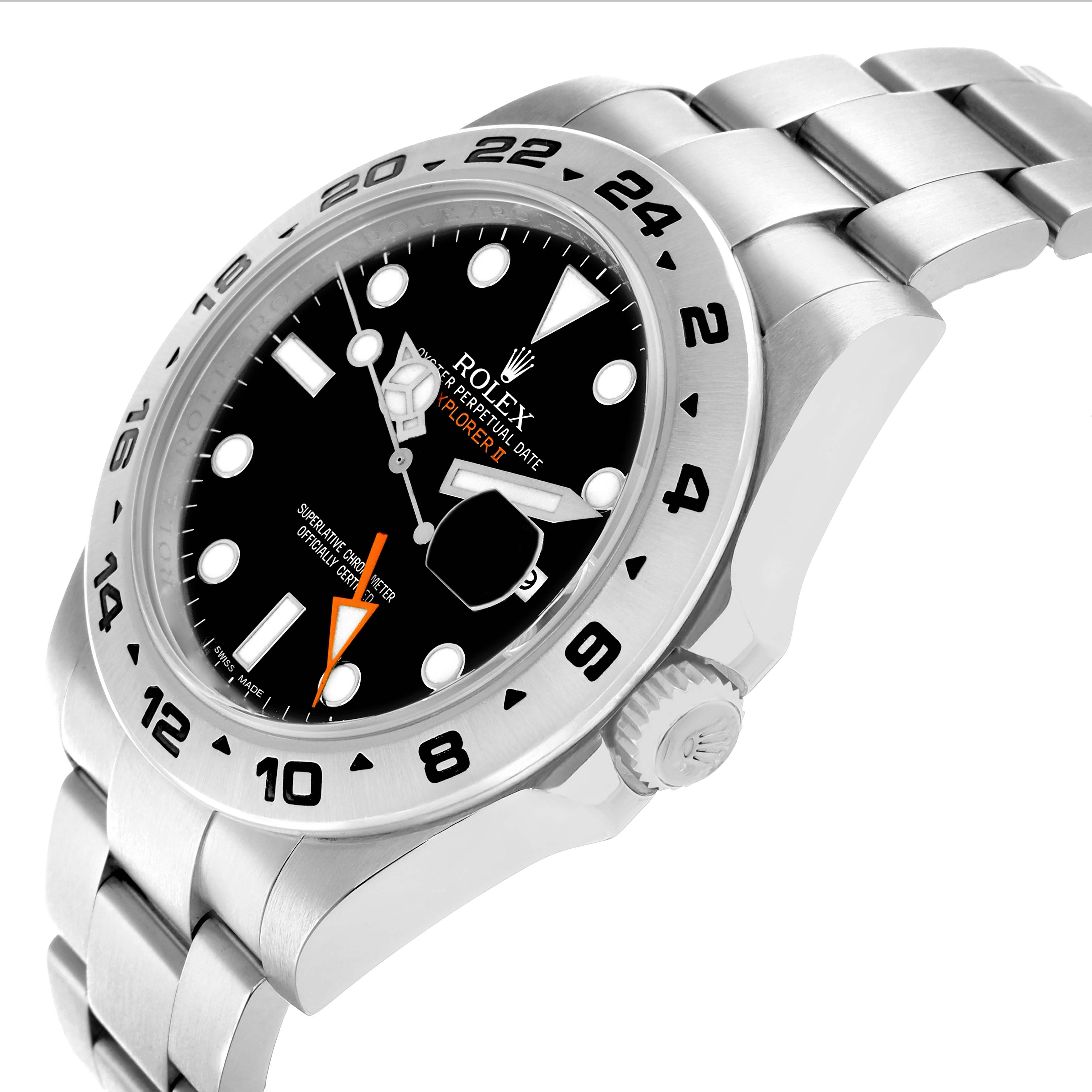 The Rolex Explorer 216570 Men
s Stainless Steel Black Dial watch is shown at an angled side view, displaying the face, bezel, crown, and part of the bracelet.