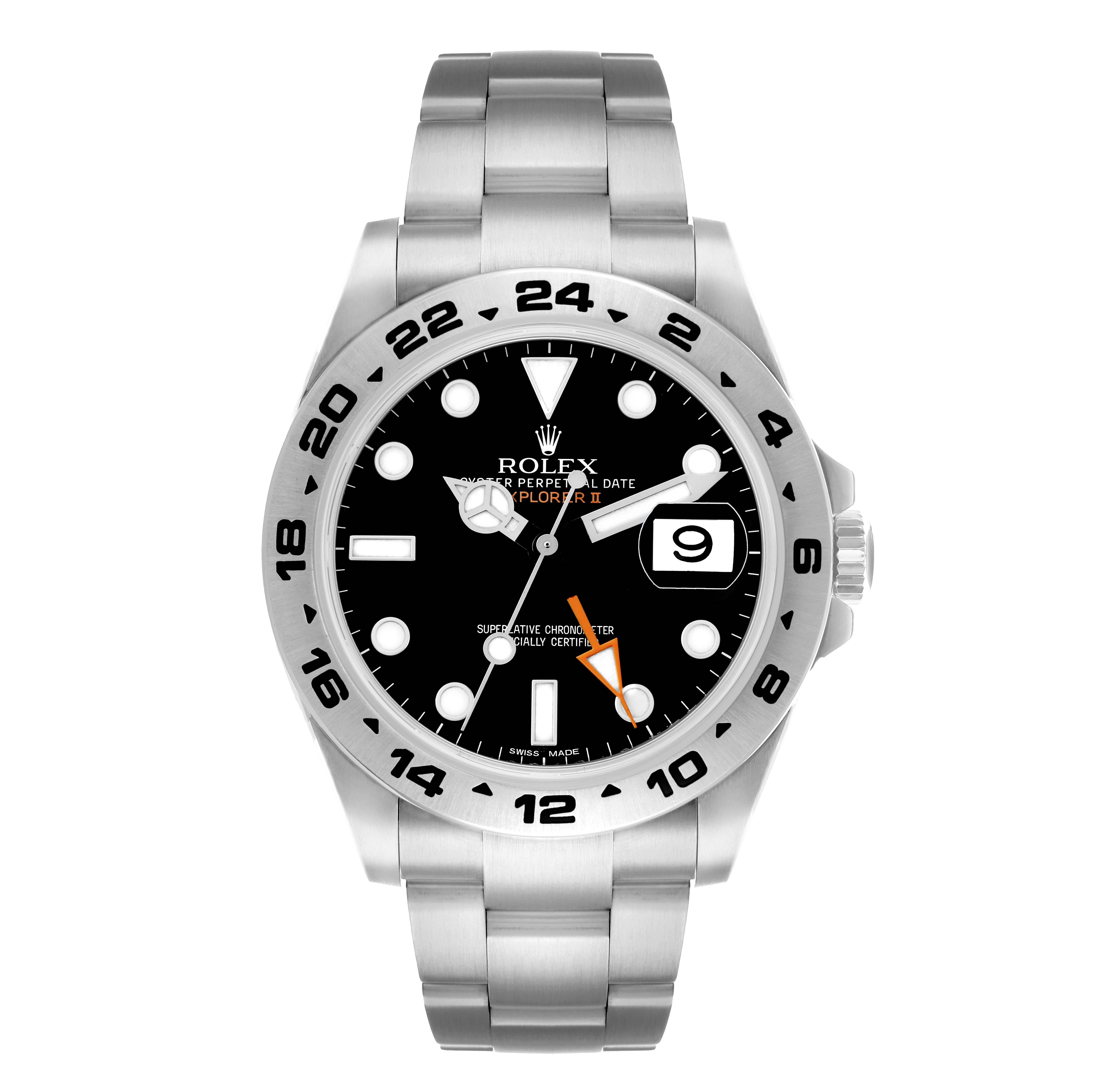The Rolex Explorer 216570 Men
s Stainless Steel Black Dial watch is shown from a front angle, displaying the dial, bezel, bracelet, and crown.