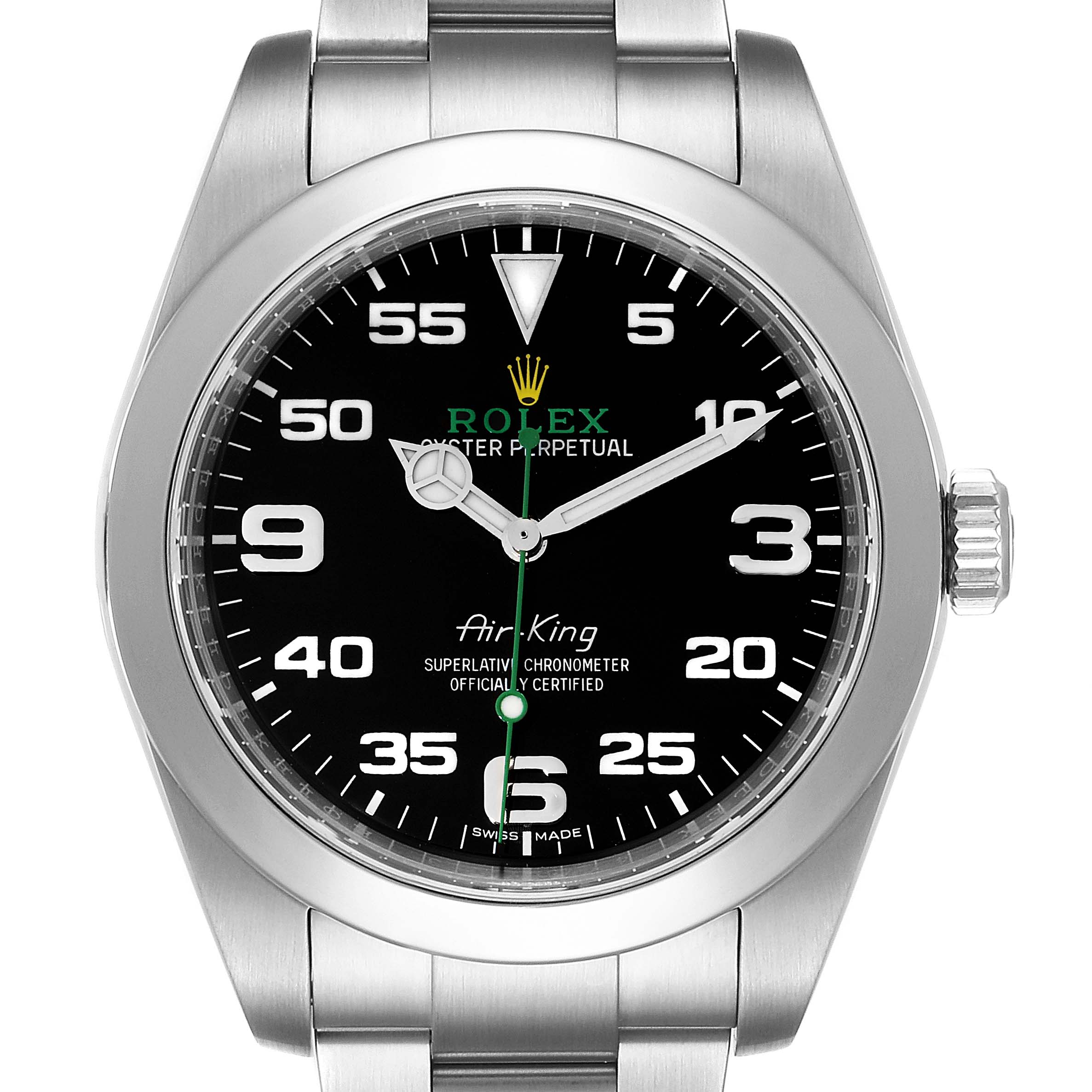 Rolex Oyster Perpetual Air King 40mm Green Hand Steel Mens Watch 116900 ...