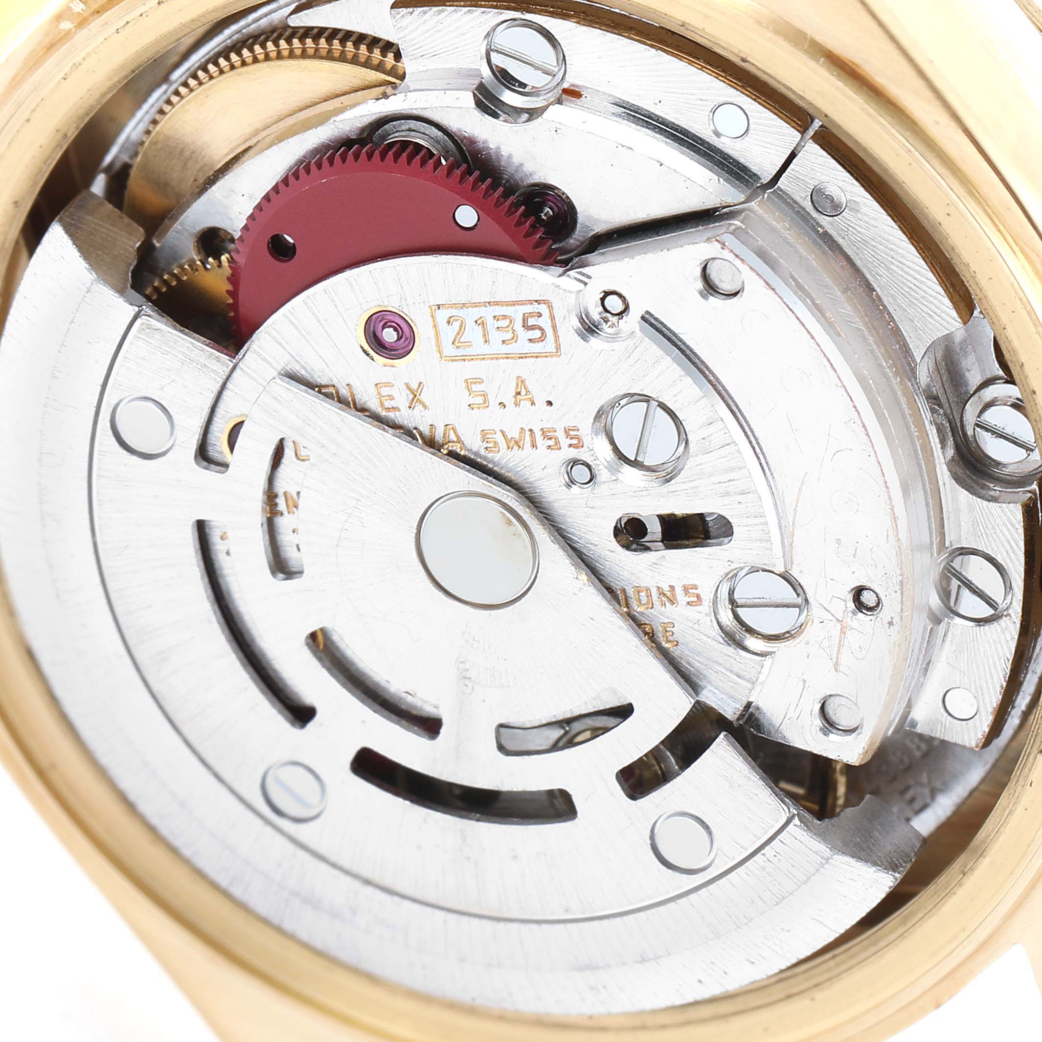 This image shows the internal mechanism of the Rolex President 69178 Women's Yellow Gold White Dial 69178 Women's Yellow Gold White Dial model watch, viewed from the back.