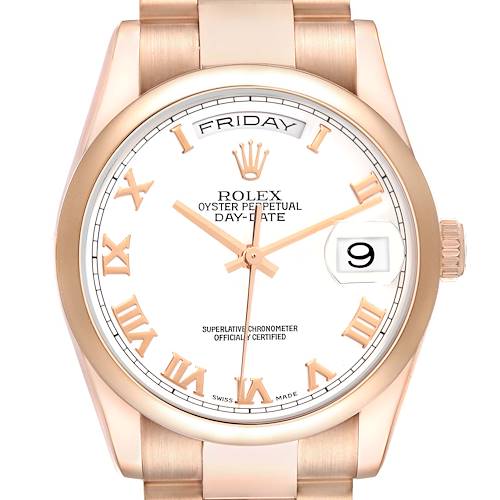 Photo of Rolex President Day Date 36 Rose Gold White Dial Mens Watch 118205