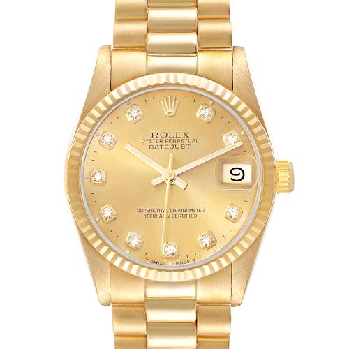 Photo of Rolex President Midsize Yellow Gold Diamond Dial Ladies Watch 68278