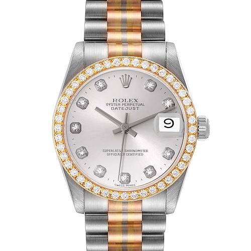 Photo of Rolex President Tridor Midsize White Yellow Rose Gold Diamond Ladies Watch 68289