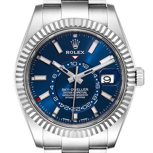 Photo of Rolex Sky-Dweller Blue Dial Steel White Gold Mens Watch 326934 Unworn