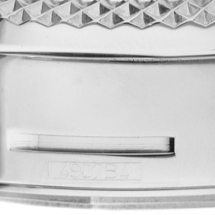 This image shows a close-up of the side case and bezel of the Breitling Bentley P19362 Men's Stainless Steel Mother of Pearl Dial P19362 Men's Stainless Steel Mother of Pearl Dial model watch, displaying part of the serial number.