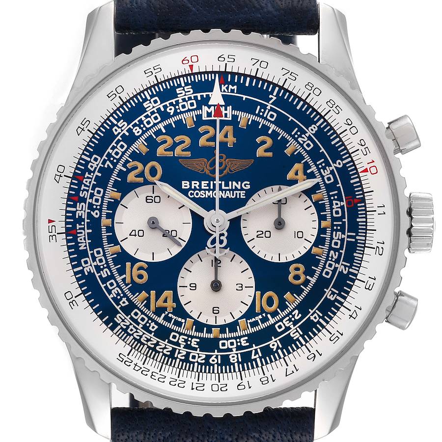 Breitling Navitimer Cosmonaute Blue Dial Chronograph Mens Watch A12322 SwissWatchExpo