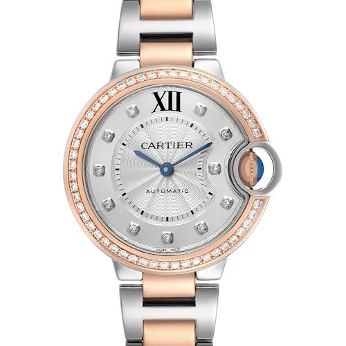 Photo of Cartier Ballon Bleu 33 Steel Rose Gold Diamond Ladies Watch WE902077