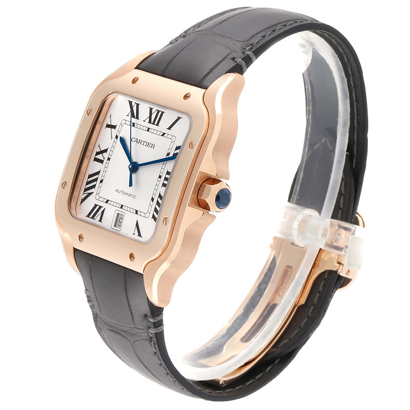 Santos de Cartier Rose Gold Silver Dial Mens Watch WGSA0011 Unworn ...