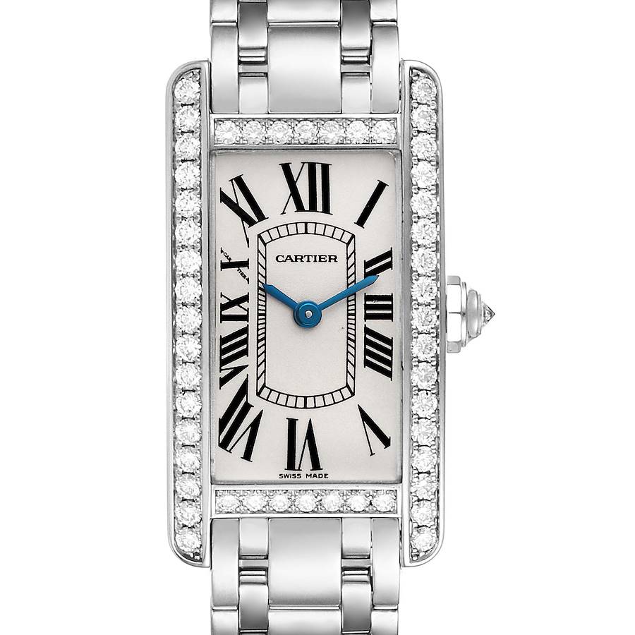 Cartier Tank Americaine White Gold Diamond Ladies Watch WB7073L1 Box Papers SwissWatchExpo