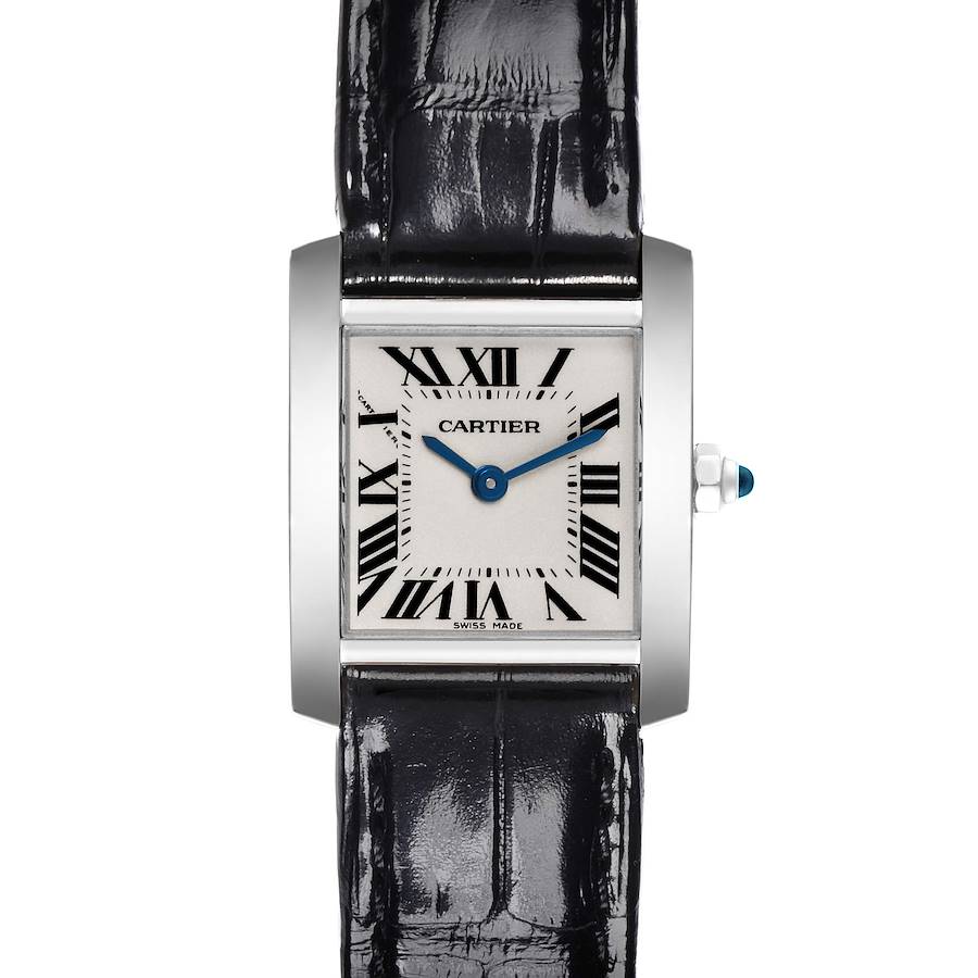 Cartier Tank Francaise White Gold Black Strap Ladies Watch W5001256 SwissWatchExpo