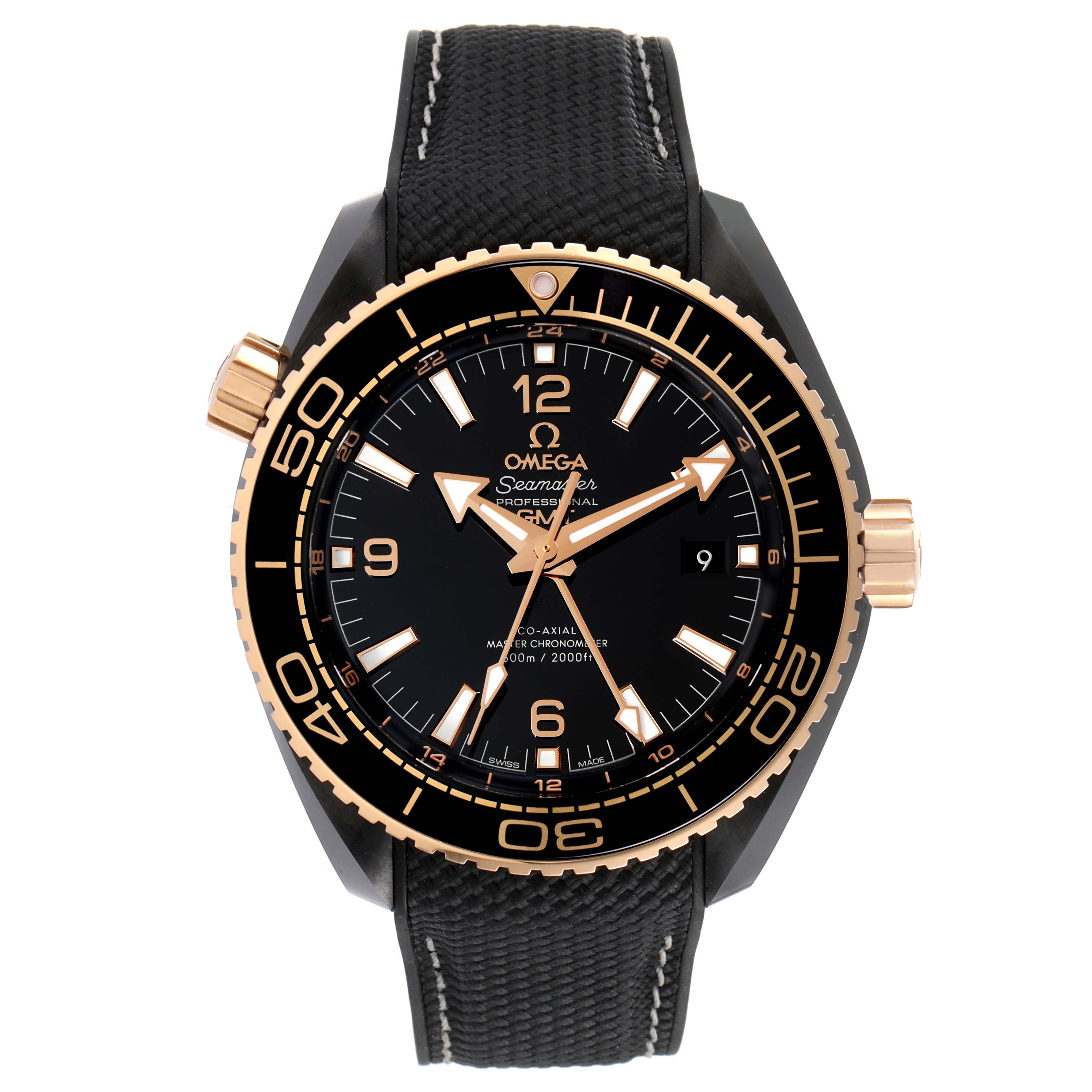 Omega Planet Ocean Deep Black Ceramic GMT Watch 215.63.46.22.01.001 Box ...