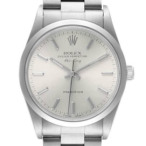 Photo of Rolex Air King Steel Silver Dial Smooth Bezel Mens Watch 14000