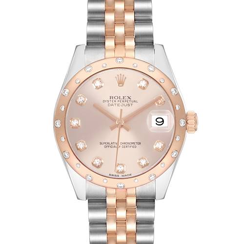 Photo of Rolex Datejust 31 Midsize Steel Rose Gold Diamond Pink Dial Ladies Watch 178341