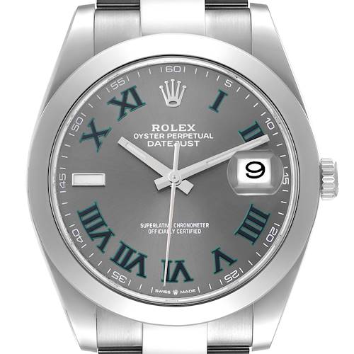 Photo of Rolex Datejust 41 Grey Green Wimbledon Dial Steel Mens Watch 126300 Card