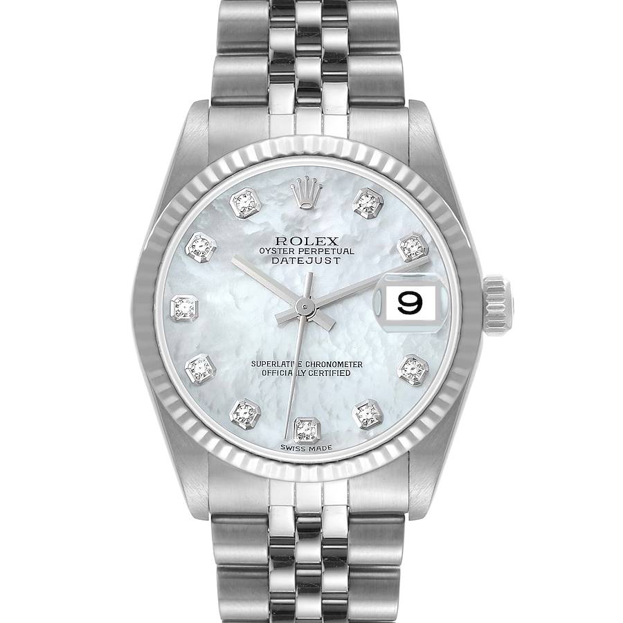 Rolex Datejust Midsize White Gold MOP Diamond Dial Ladies Watch 78274 Box Papers SwissWatchExpo