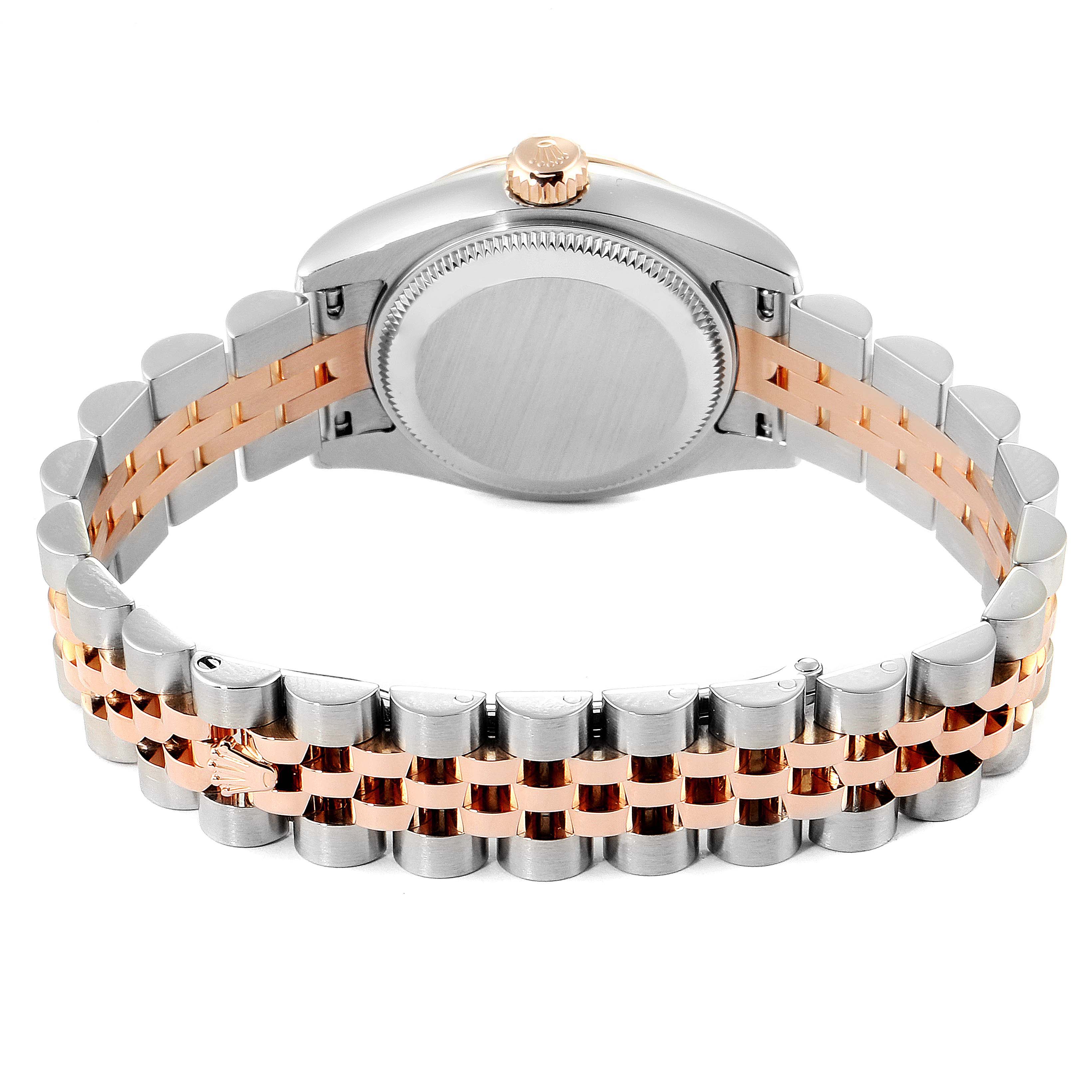 The image shows the back view of a Rolex Datejust 179171 Women's Steel and Gold (two tone) Black Dial 179171 Women's Steel and Gold (two tone) Black Dial watch, highlighting the two-tone bracelet and case back.