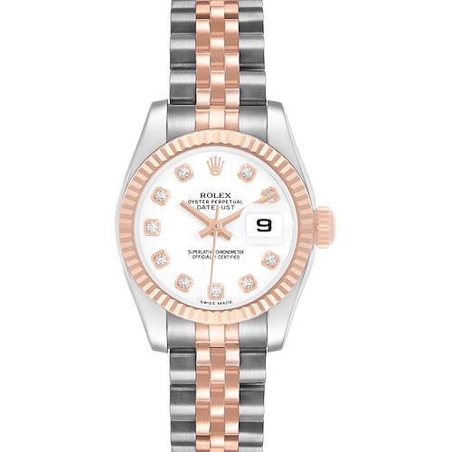 Photo of Rolex Datejust Steel Rose Gold Diamond White Dial Ladies Watch 179171