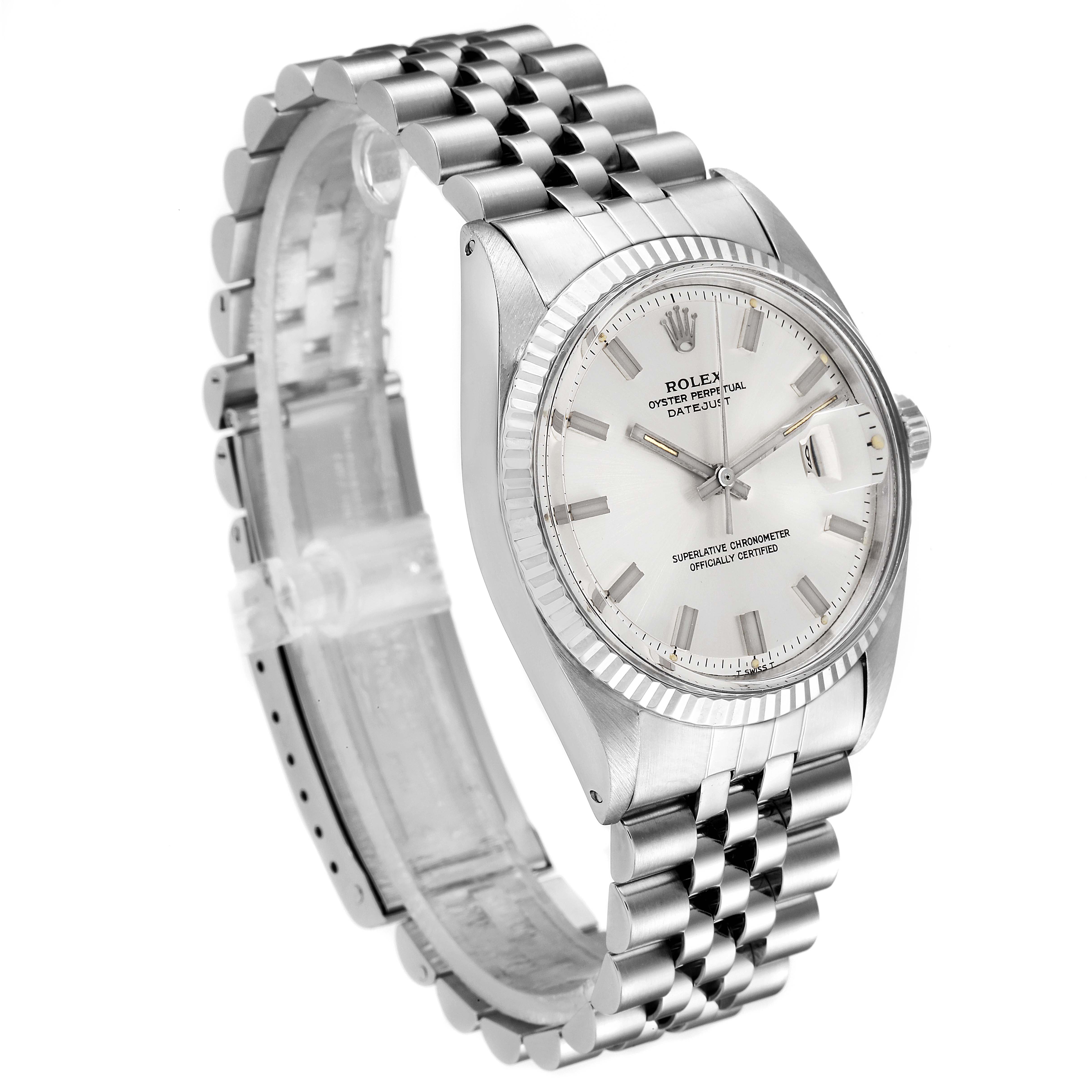 The Rolex Vintage Collection 1601 Men's Stainless Steel Silver Dial 1601 Men's Stainless Steel Silver Dial model is shown at a 3/4 angle, displaying the watch face, bezel, and bracelet.