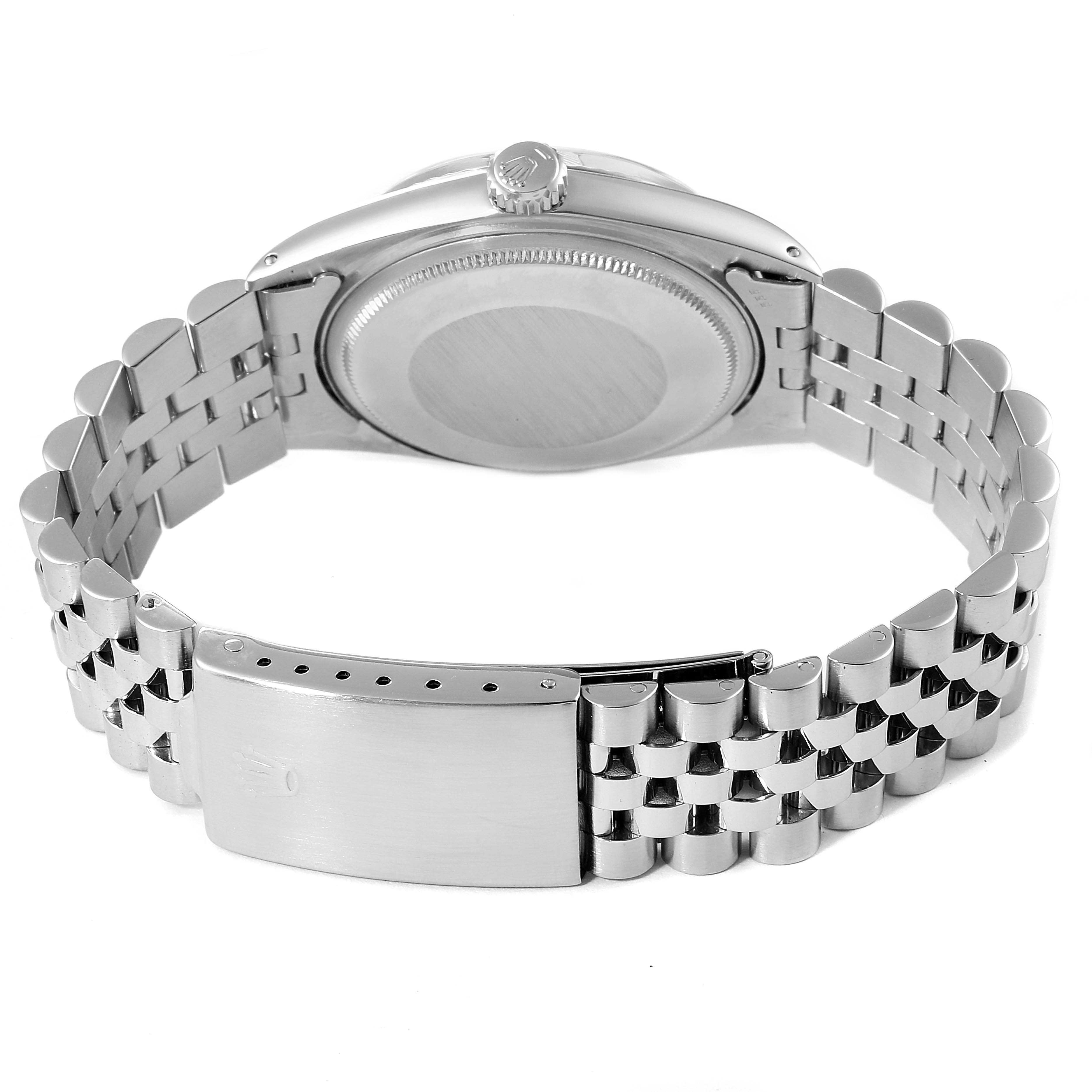 This image shows the back view of the Rolex Vintage Collection 1601 Men's Stainless Steel Silver Dial 1601 Men's Stainless Steel Silver Dial watch, focusing on the clasp and case back.