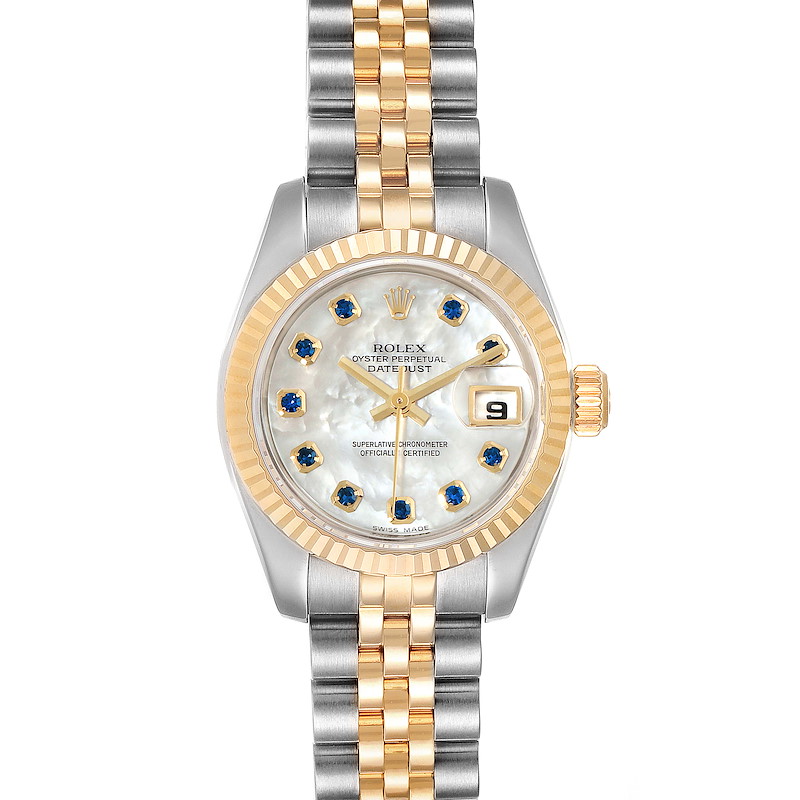 Rolex Datejust Steel Yellow Gold MOP Saphire Ladies Watch 179173 SwissWatchExpo