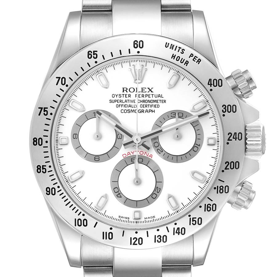 Rolex Daytona Chronograph White Dial Steel Mens Watch 116520 SwissWatchExpo