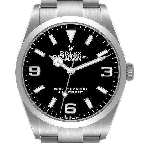 Photo of Rolex Explorer I 36 Stainless Steel Black Dial Mens Watch 124270 Box Card