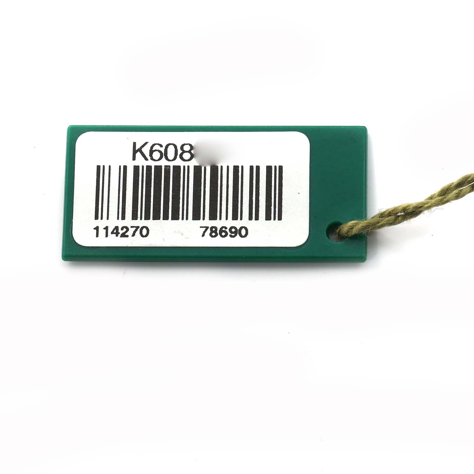 The image shows a green tag with a barcode related to the Rolex Explorer 114270 Men
s Stainless Steel Black Dial watch.