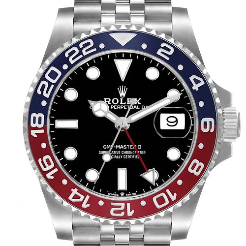 Photo of Rolex GMT Master II Steel Pepsi Blue Red Bezel Mens Watch 126710