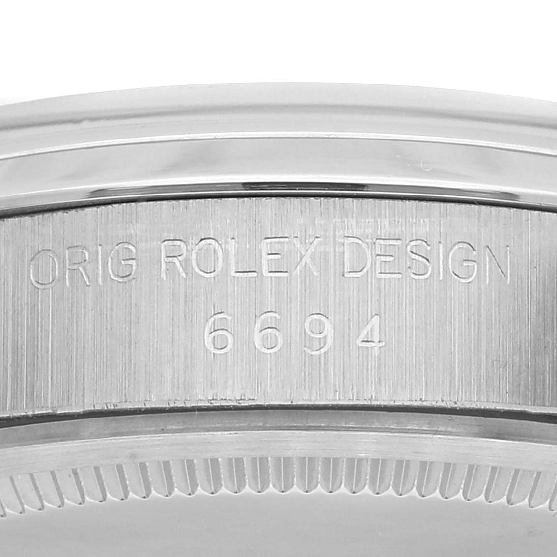 The image shows a close-up of the casing side with the model number of the Vintage Collection watch by Rolex.