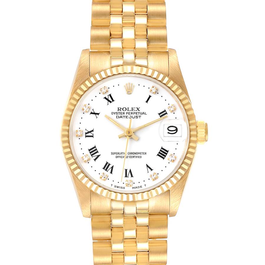 Rolex President Datejust Midsize Diamond Dial Yellow Gold Ladies Watch 68278 SwissWatchExpo