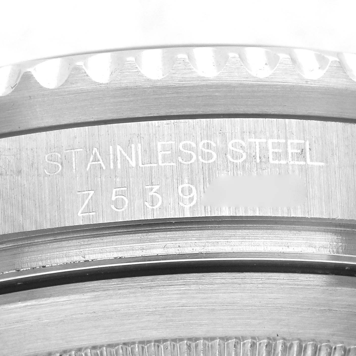 The image shows a close-up view of the stainless steel engraving and serial number on the Rolex Sea-Dweller 16600 Men
s Stainless Steel Black Dial 16600 Men
s Stainless Steel Black Dial watch
s case.