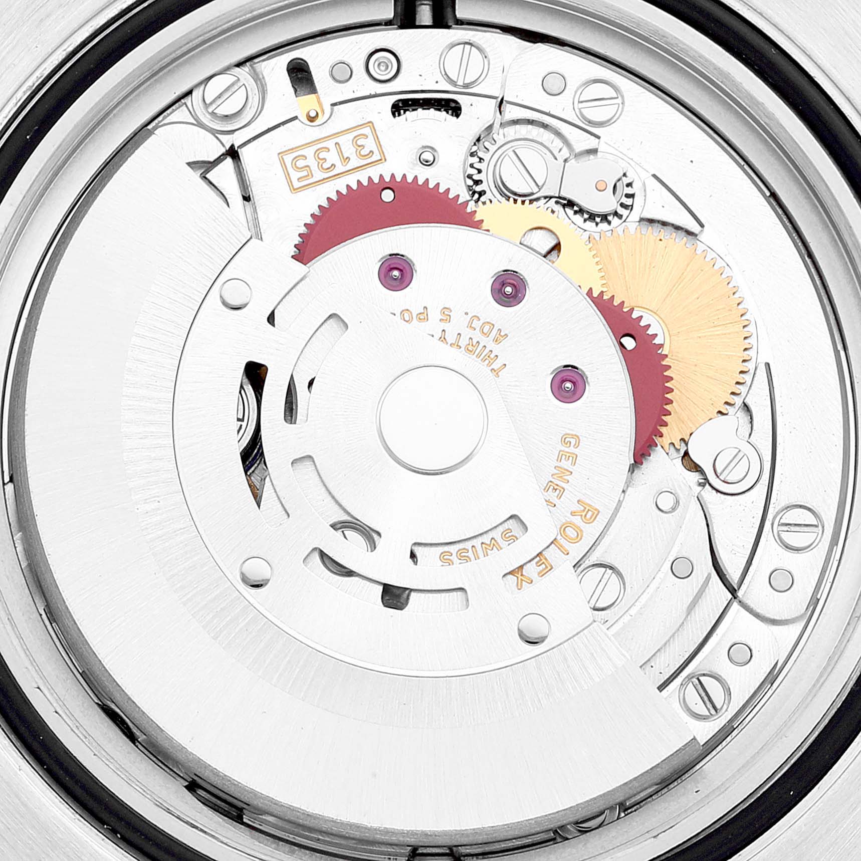 This image shows the internal movement mechanism of a Rolex Submariner 116610 Men's Stainless Steel Black Dial 116610 Men's Stainless Steel Black Dial watch viewed from the back.
