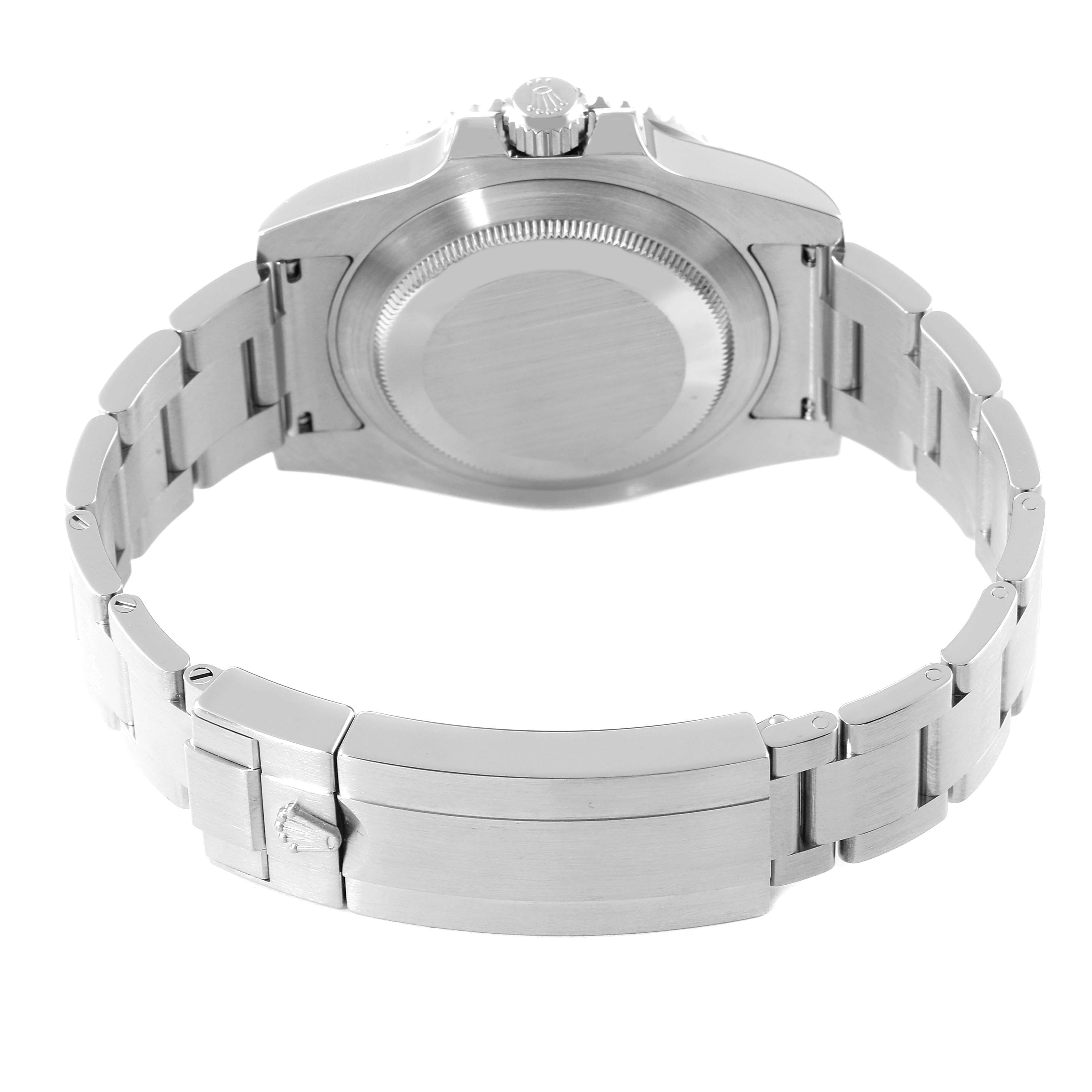 The image shows the back view of a Rolex Submariner 116610 Men's Stainless Steel Black Dial 116610 Men's Stainless Steel Black Dial model, featuring the case back and metal bracelet.