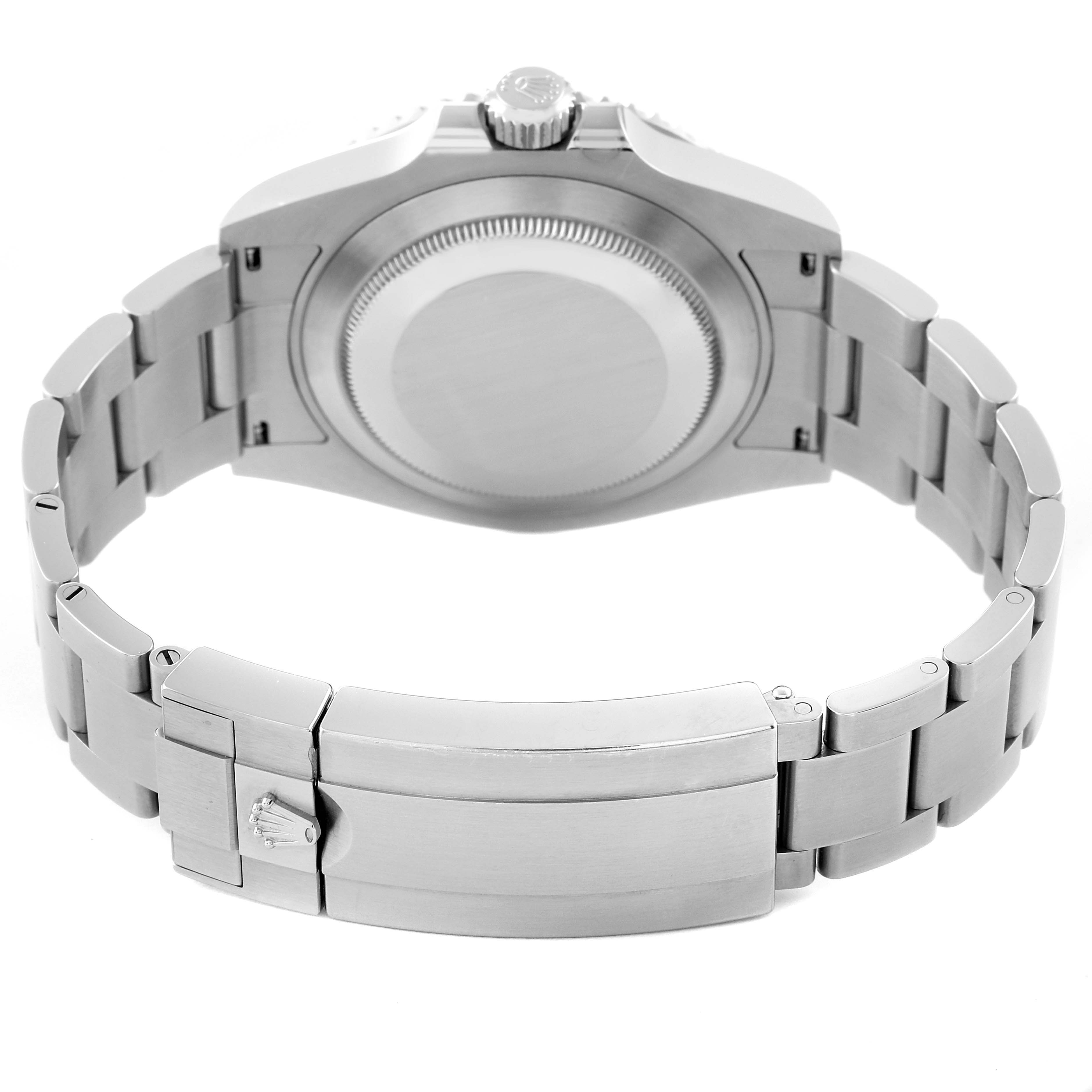 The image shows the back side and clasp of a Rolex Submariner 124060 Men's Stainless Steel Black Dial 124060 Men's Stainless Steel Black Dial watch.