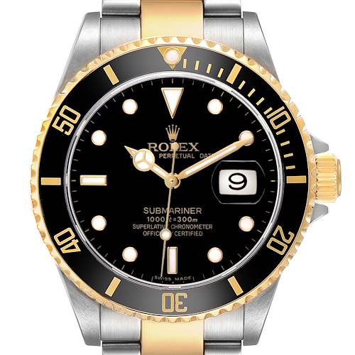 Photo of Rolex Submariner Steel Yellow Gold Black Dial Mens Watch 16613 Card