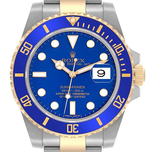 Photo of Rolex Submariner Steel Yellow Gold Blue Dial Bezel Mens Watch 116613