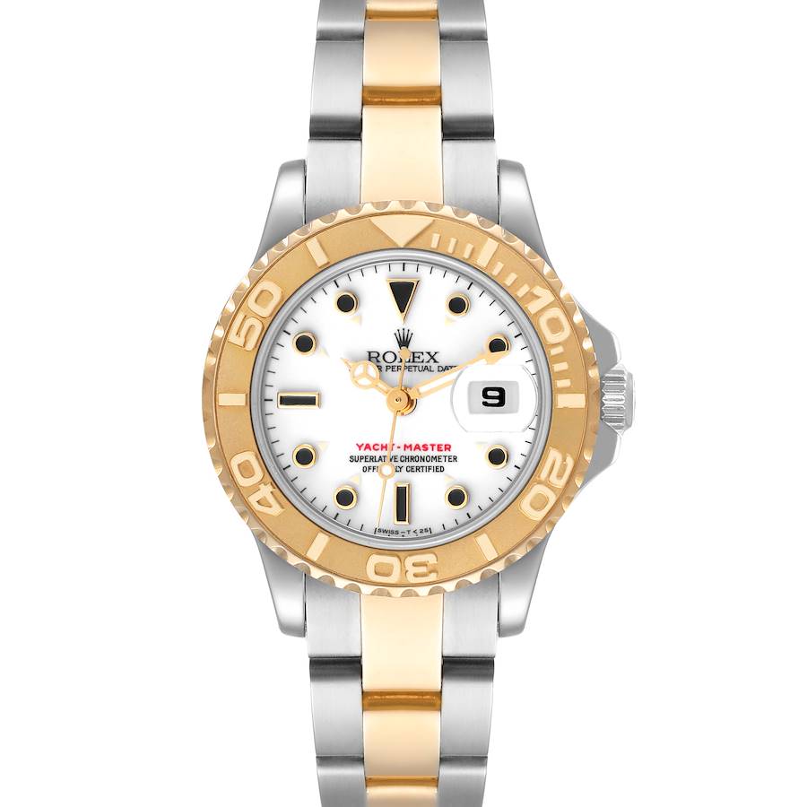 Rolex Yachtmaster 29 mm Steel Yellow Gold White Dial Ladies Watch 69623 SwissWatchExpo
