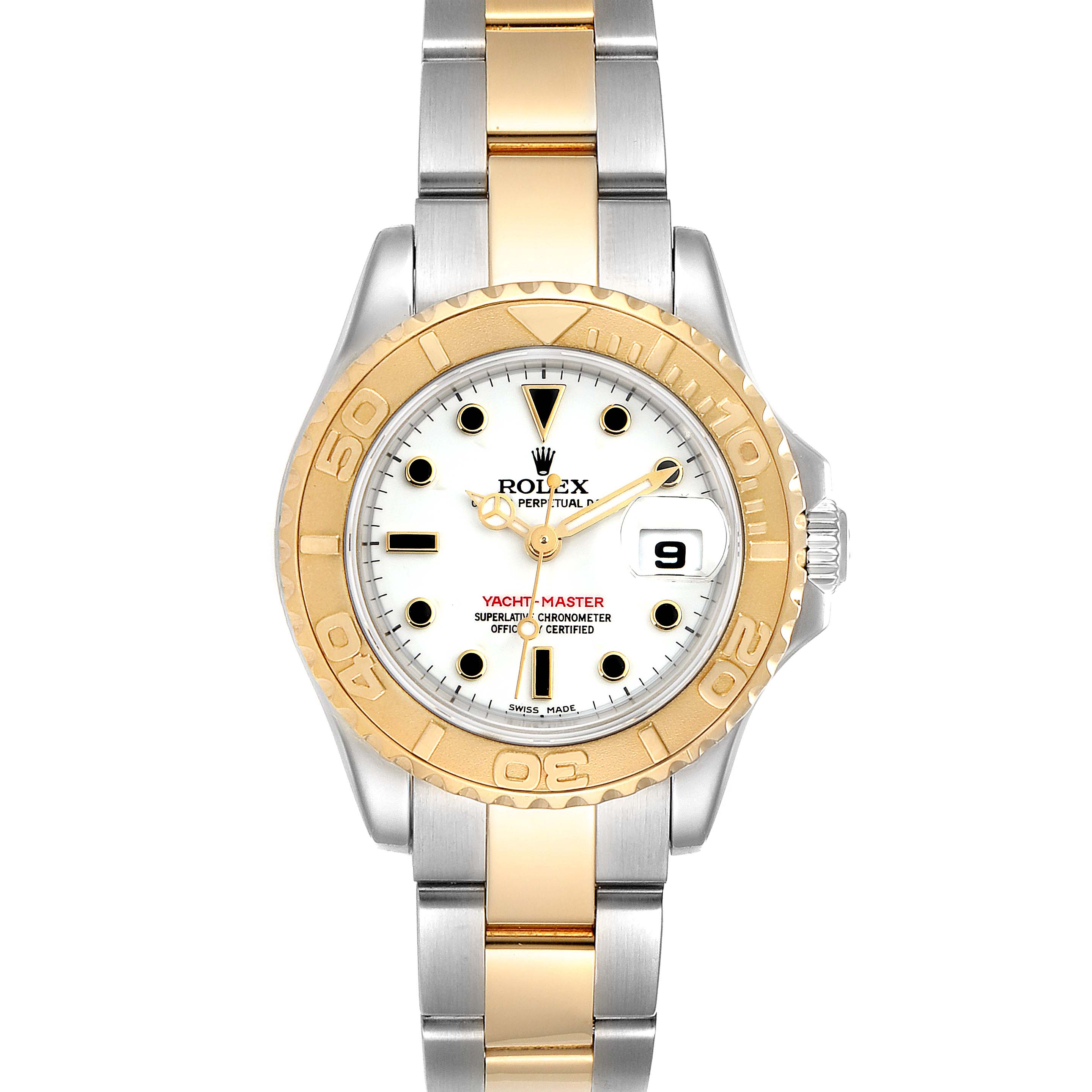 Rolex Yachtmaster 29 Steel Yellow Gold White Dial Ladies Watch 169623 ...