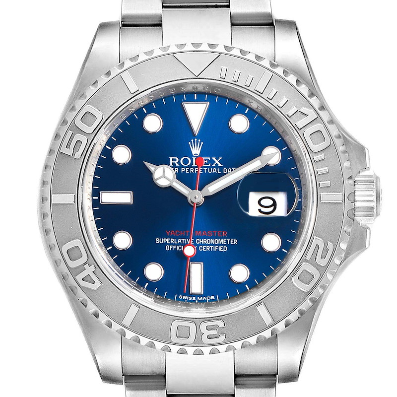 Rolex Yachtmaster 40mm Steel Platinum Blue Dial Mens Watch 116622 Box Papers SwissWatchExpo