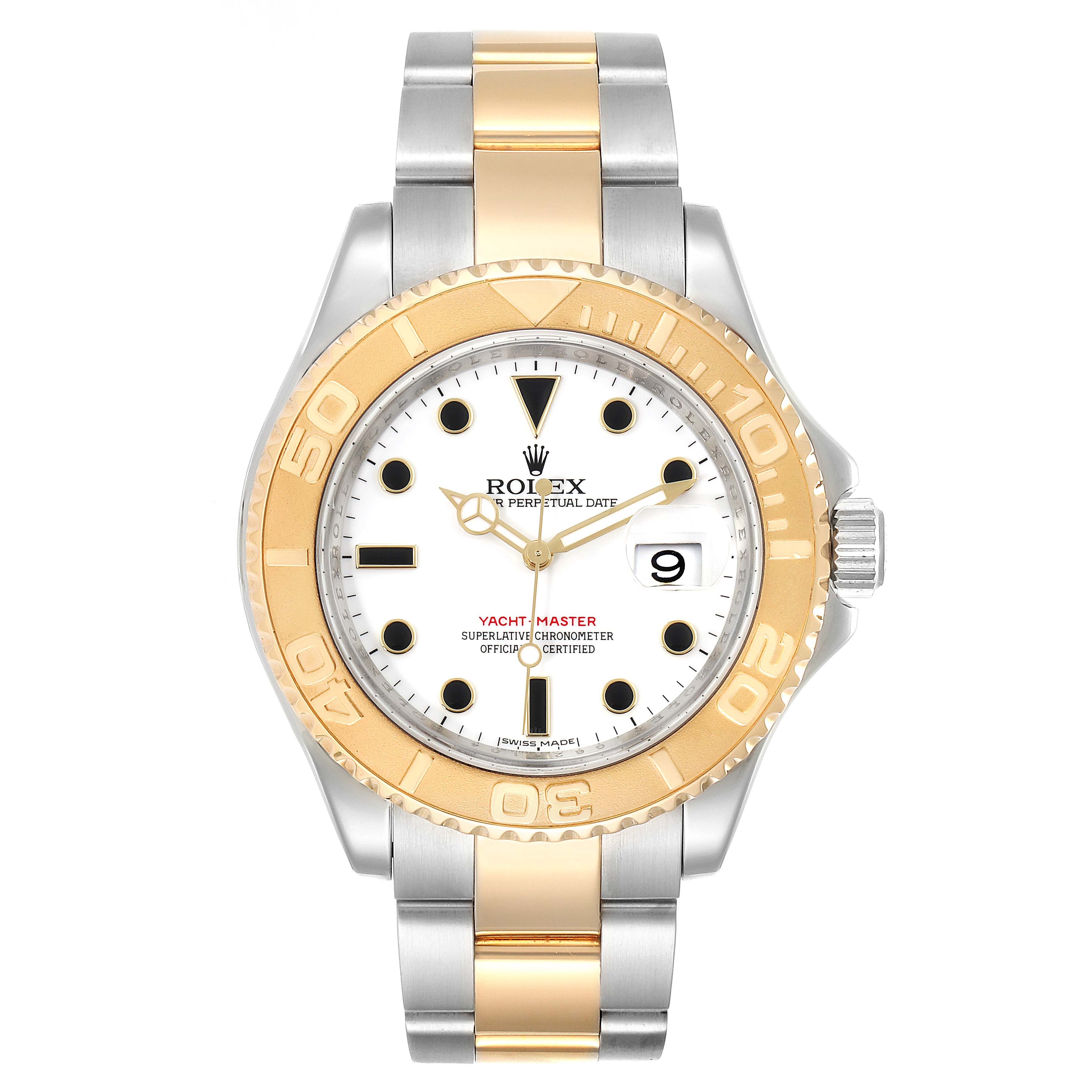 Rolex Yachtmaster White Dial Steel Yellow Gold Mens Watch 16623 ...