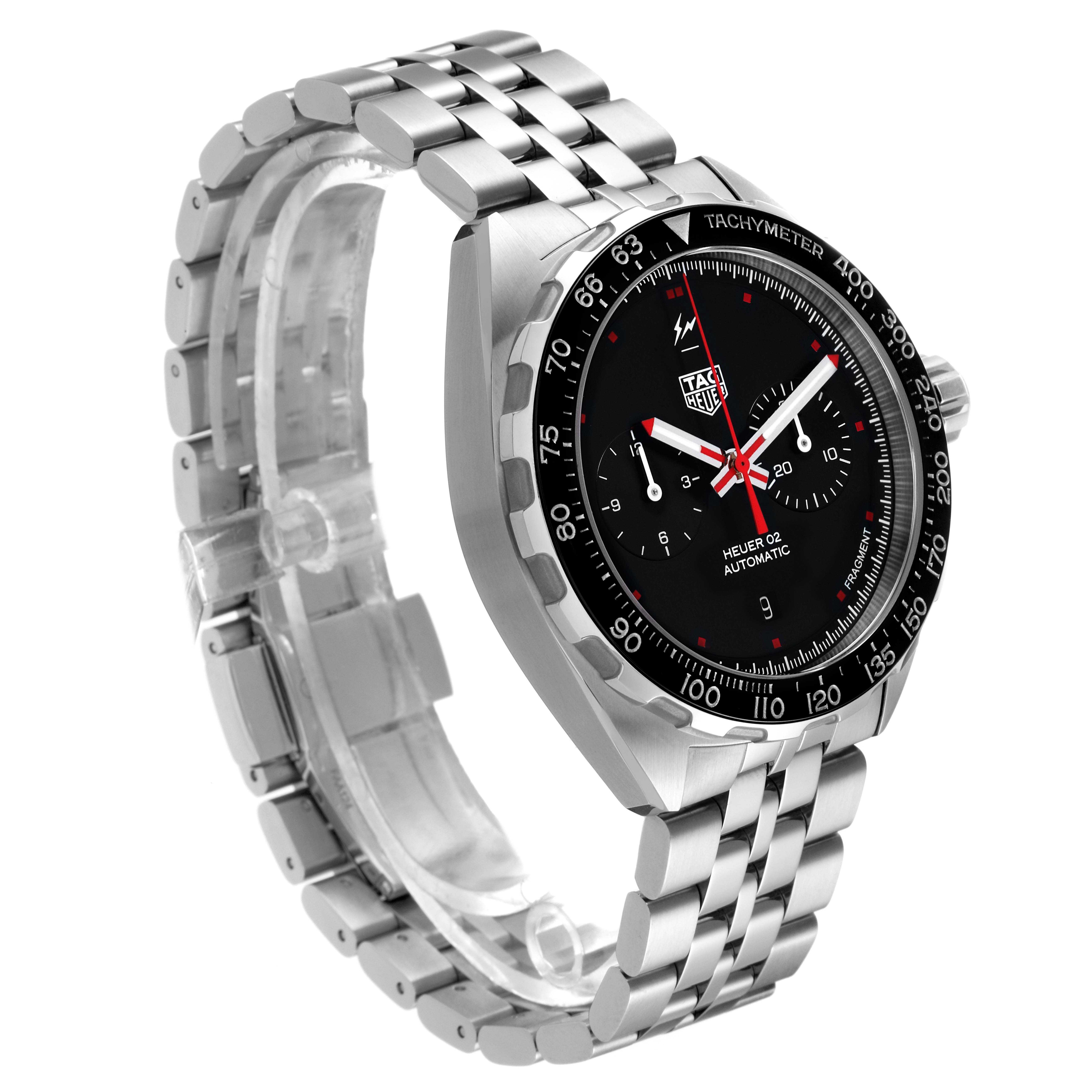 The Tag Heuer Formula 1 CAZ201A.BA0641 Men's Stainless Steel Black Dial CAZ201A.BA0641 Men's Stainless Steel Black Dial watch is shown at a three-quarter angle, displaying its bracelet, bezel, and dial with sub-dials.