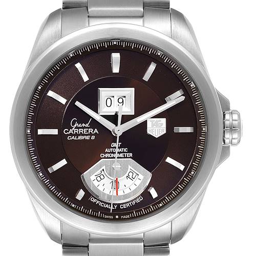 Photo of Tag Heuer Grand Carrera Grand Date GMT Brown Dial Watch WAV5113 Box Card